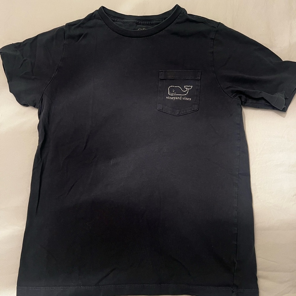Boys 8-10 small vineyard vines T-shirt navy white whale pocket logo shirt